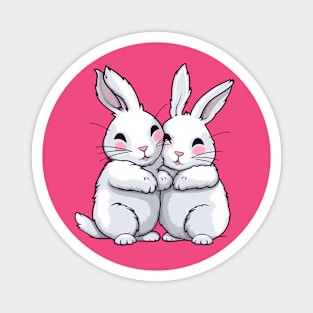 Cuddling White Bunnies Magnet